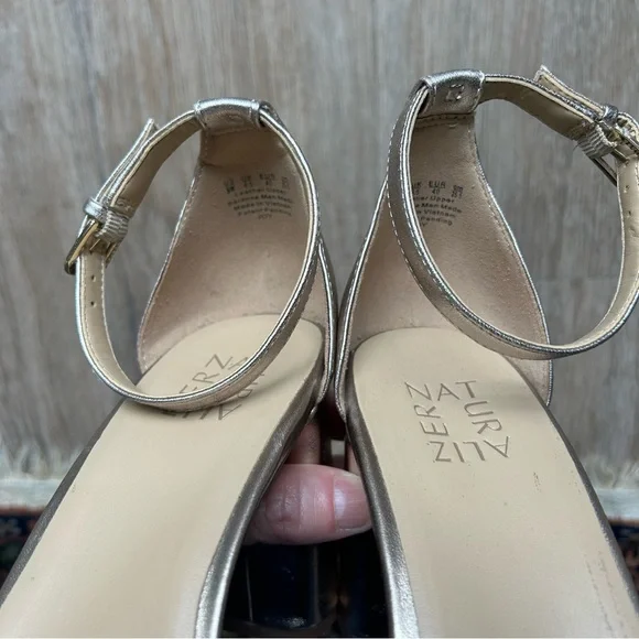 Naturalizer Women's Joy Ankle Strap Heeled Dress Sandal in Light Bronze- 9 WIDE - Picture 7 of 7